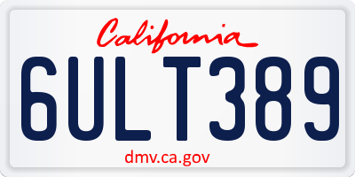 CA license plate 6ULT389