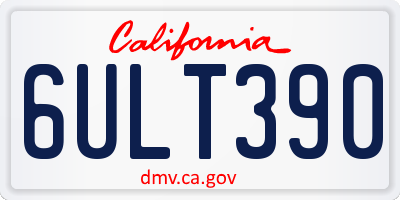 CA license plate 6ULT390