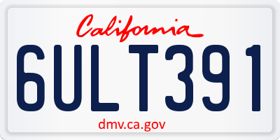 CA license plate 6ULT391