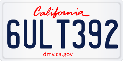 CA license plate 6ULT392