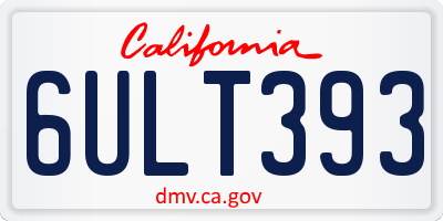 CA license plate 6ULT393