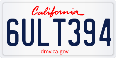 CA license plate 6ULT394