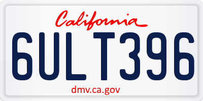 CA license plate 6ULT396