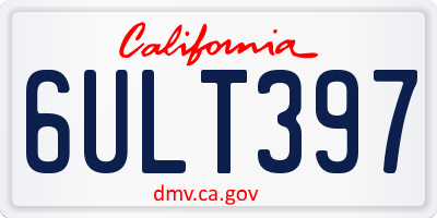 CA license plate 6ULT397