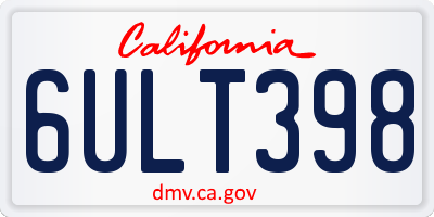 CA license plate 6ULT398