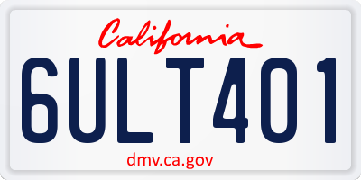 CA license plate 6ULT401