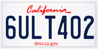 CA license plate 6ULT402