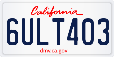 CA license plate 6ULT403