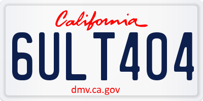 CA license plate 6ULT404