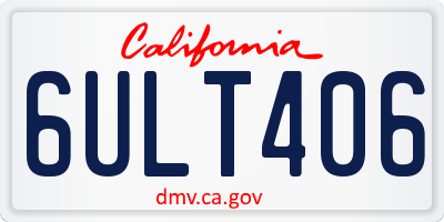 CA license plate 6ULT406
