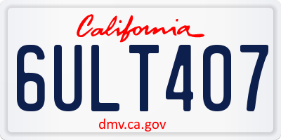 CA license plate 6ULT407