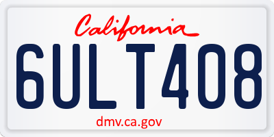 CA license plate 6ULT408