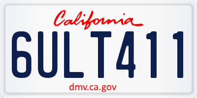 CA license plate 6ULT411