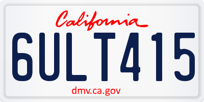 CA license plate 6ULT415