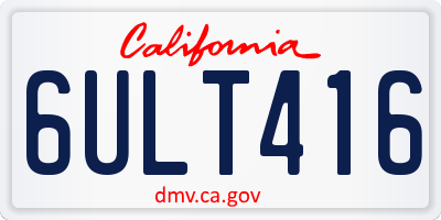 CA license plate 6ULT416