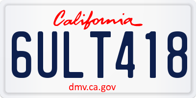 CA license plate 6ULT418