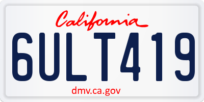 CA license plate 6ULT419