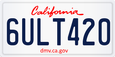 CA license plate 6ULT420