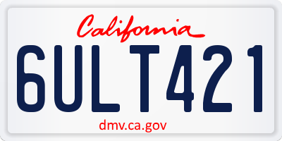 CA license plate 6ULT421