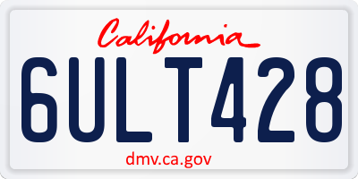 CA license plate 6ULT428