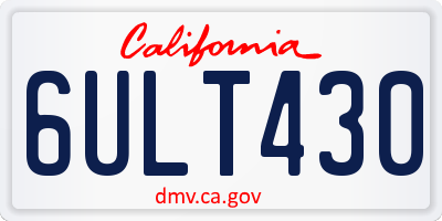 CA license plate 6ULT430