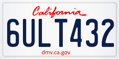 CA license plate 6ULT432