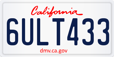 CA license plate 6ULT433