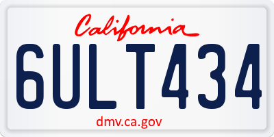 CA license plate 6ULT434
