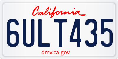 CA license plate 6ULT435