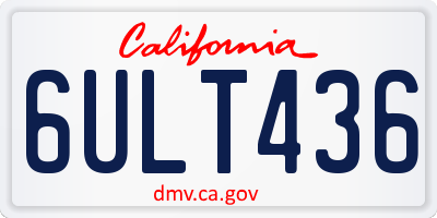 CA license plate 6ULT436