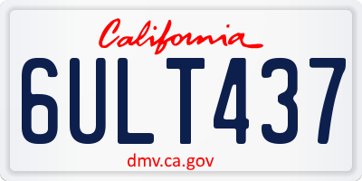 CA license plate 6ULT437