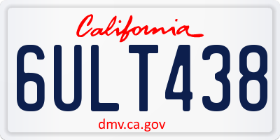 CA license plate 6ULT438