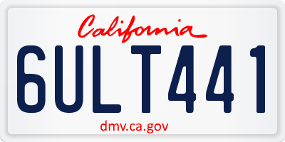 CA license plate 6ULT441