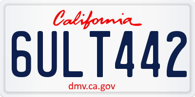 CA license plate 6ULT442