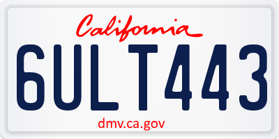 CA license plate 6ULT443