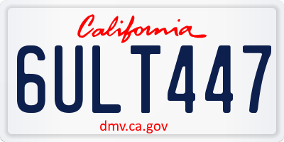 CA license plate 6ULT447