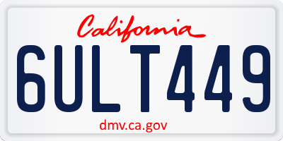 CA license plate 6ULT449