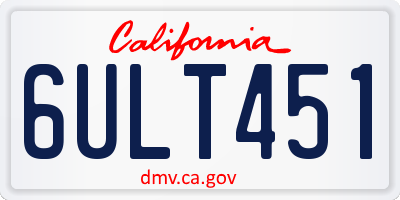 CA license plate 6ULT451