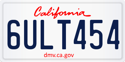 CA license plate 6ULT454
