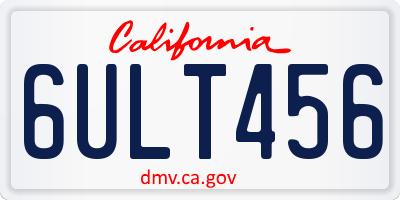 CA license plate 6ULT456