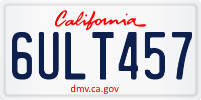 CA license plate 6ULT457