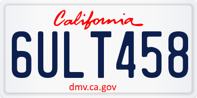 CA license plate 6ULT458