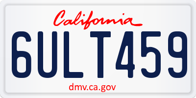 CA license plate 6ULT459