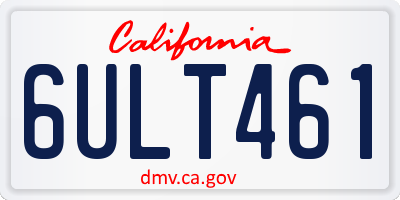 CA license plate 6ULT461