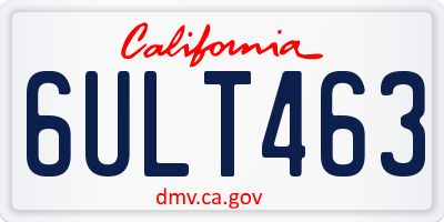 CA license plate 6ULT463