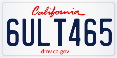 CA license plate 6ULT465