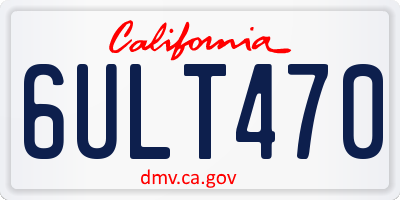 CA license plate 6ULT470