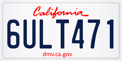 CA license plate 6ULT471