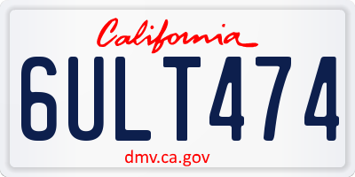CA license plate 6ULT474