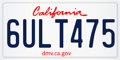 CA license plate 6ULT475